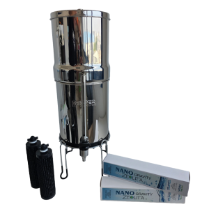 SEMPER - Gravedad 8,5L + 2 filtros Nano Gravity Max con Zeolita + Soporte + Grifo medidor